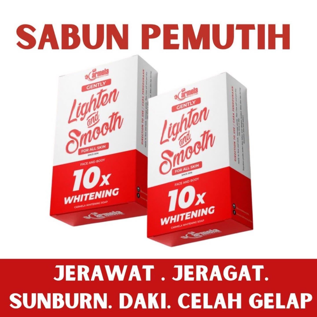 Carmela Whitening Soap for acne, dark spots, sunburn